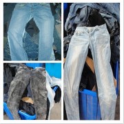 female and male used jeans